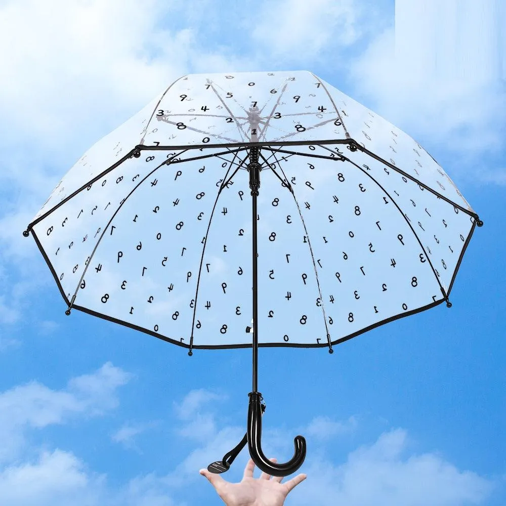 Kids Clear Umbrella with Black Numeral Print